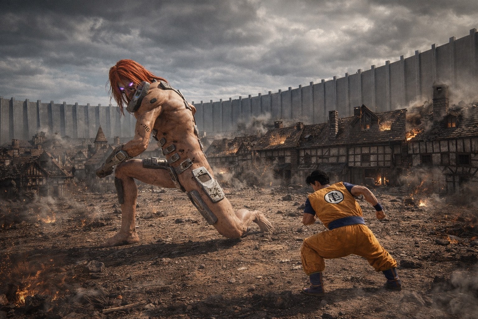 Goku facing the Nokia Titan